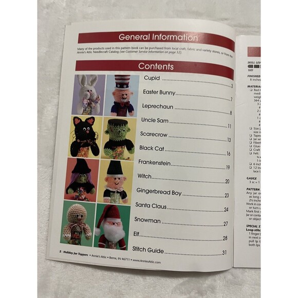 Holiday Jar Toppers Annies Attic Crochet 12 Characters Cindy Harris Pattern Book - Picture 4 of 6